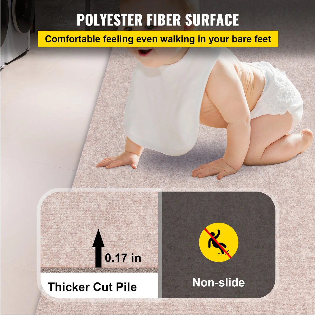 VEVOR Boat Carpet, 6 ft x 29.5 ft Marine Carpet for Boats, Waterproof Light Brown Carpet with Marine Backing Anti-Slide Marine Grade Boat Carpet Cuttable Easy to Clean Patio Rugs Deck - View 2