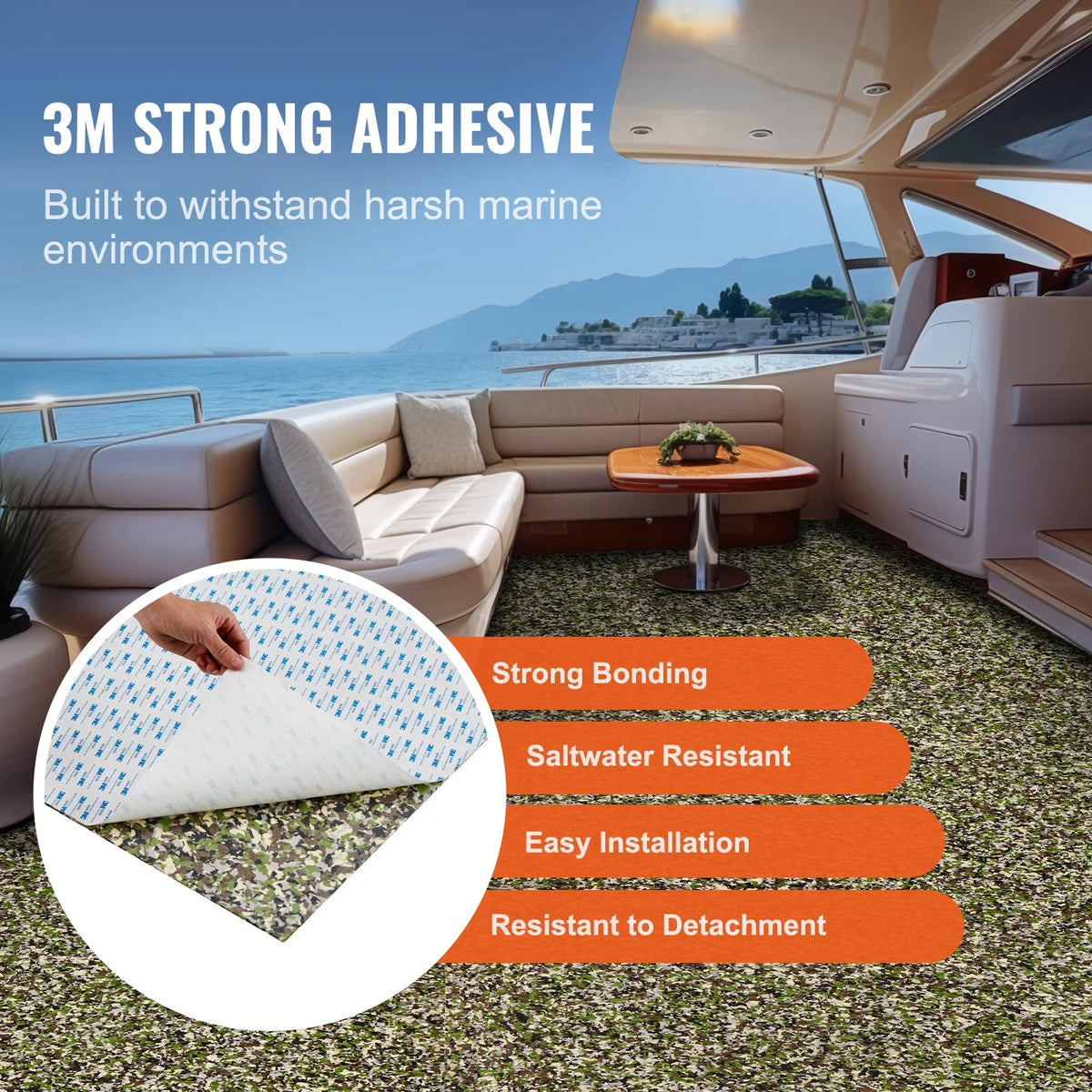 VEVOR Boat Flooring, EVA Foam Boat Decking 94.5" x 23.6", Non-Slip Self-Adhesive Flooring, 31.1sq.ft 2 Rolls of Marine Carpet for Boats, Yacht, Pontoon, Kayak Decking - View 2