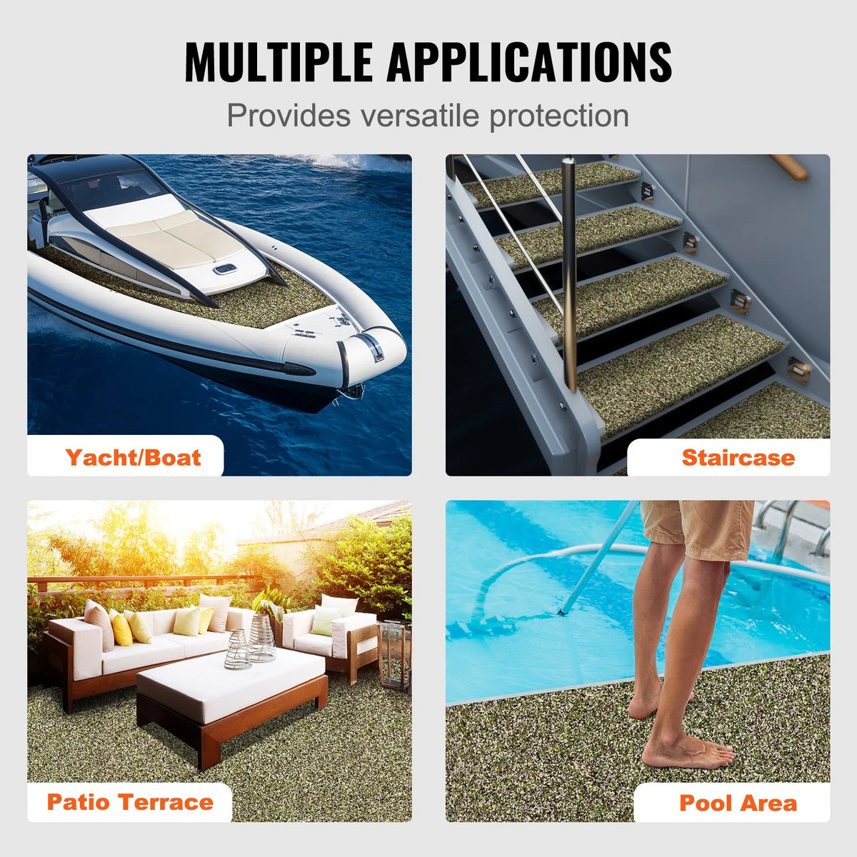 VEVOR Boat Flooring, EVA Foam Boat Decking 94.5" x 23.6", Non-Slip Self-Adhesive Flooring, 31.1sq.ft 2 Rolls of Marine Carpet for Boats, Yacht, Pontoon, Kayak Decking - View 5