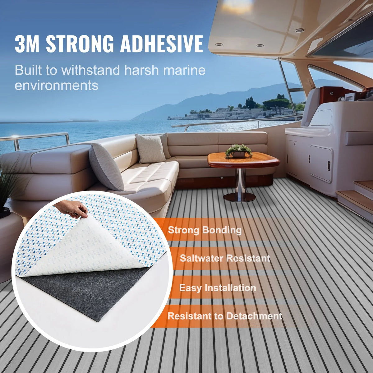 VEVOR Boat Flooring, EVA Foam Boat Decking 94.5" x 45.7", Non-Slip Self-Adhesive Flooring, 29.9 sq.ft Marine Carpet for Boats, Yacht, Pontoon, Kayak Decking - View 2