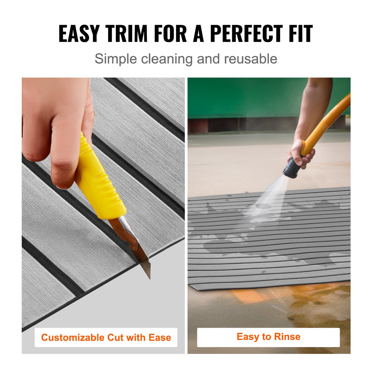 VEVOR Boat Flooring, EVA Foam Boat Decking 94.5" x 45.7", Non-Slip Self-Adhesive Flooring, 29.9 sq.ft Marine Carpet for Boats, Yacht, Pontoon, Kayak Decking - View 4