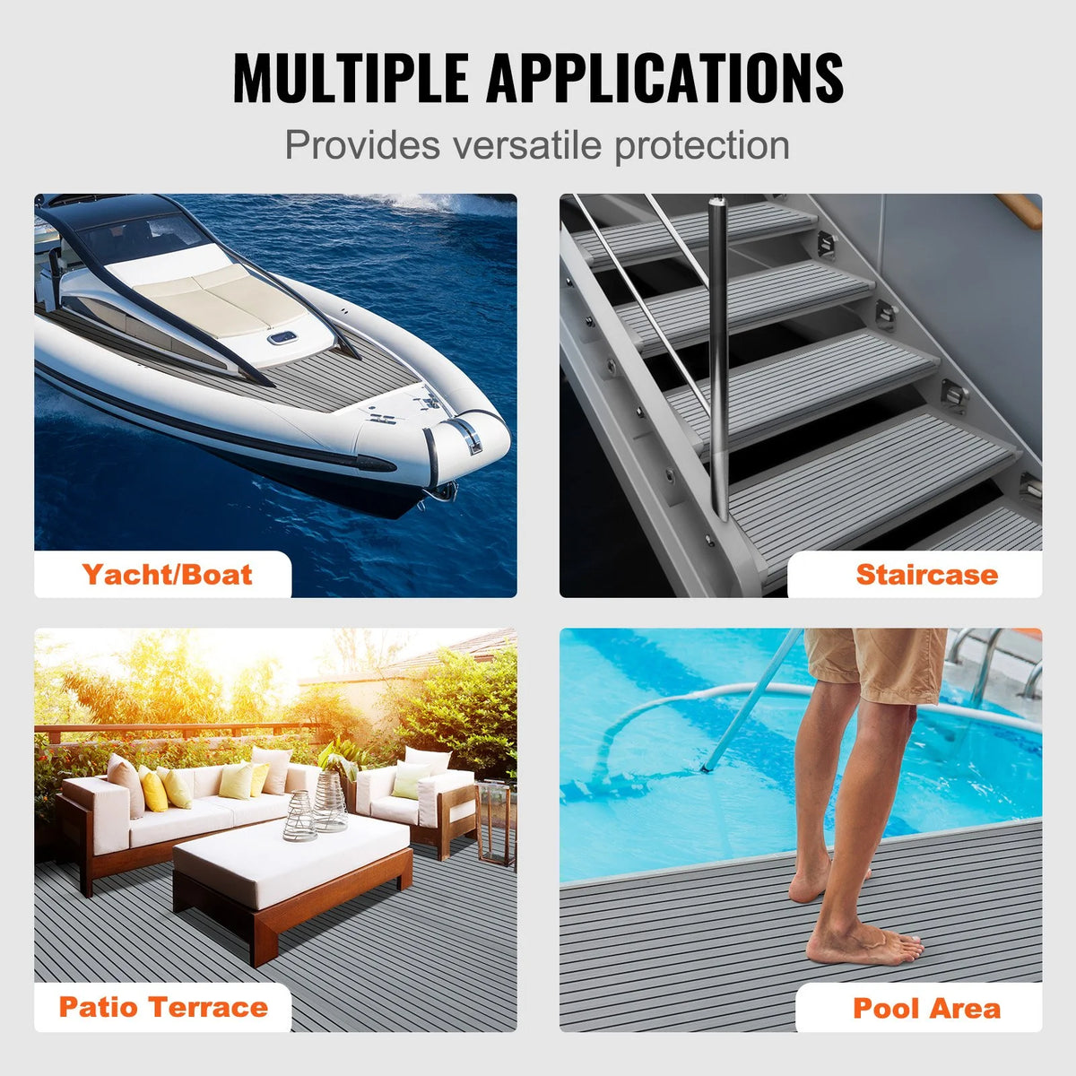 VEVOR Boat Flooring, EVA Foam Boat Decking 94.5" x 45.7", Non-Slip Self-Adhesive Flooring, 29.9 sq.ft Marine Carpet for Boats, Yacht, Pontoon, Kayak Decking - View 5