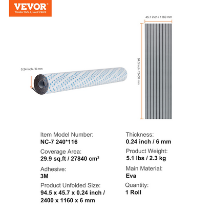 VEVOR Boat Flooring, EVA Foam Boat Decking 94.5" x 45.7", Non-Slip Self-Adhesive Flooring, 29.9 sq.ft Marine Carpet for Boats, Yacht, Pontoon, Kayak Decking - View 6
