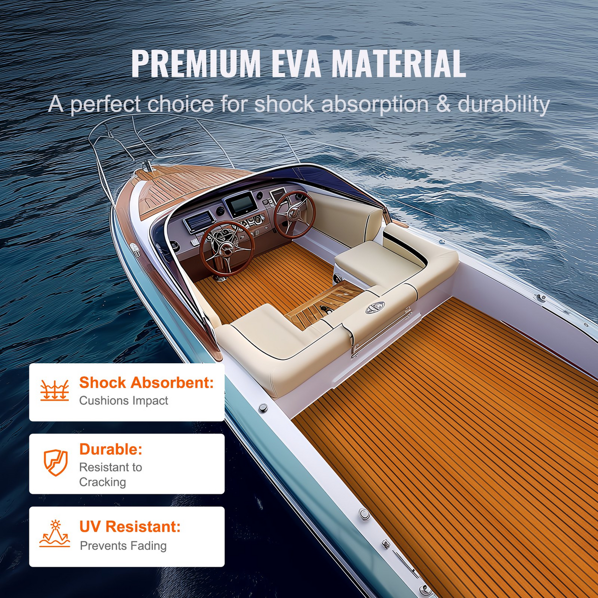 VEVOR Boat Flooring, EVA Foam Boat Decking 94.5" x 46", Non-Slip Self-Adhesive Flooring, 29.9 sq.ft Marine Carpet for Boats, Yacht, Pontoon, Kayak Decking - View 3