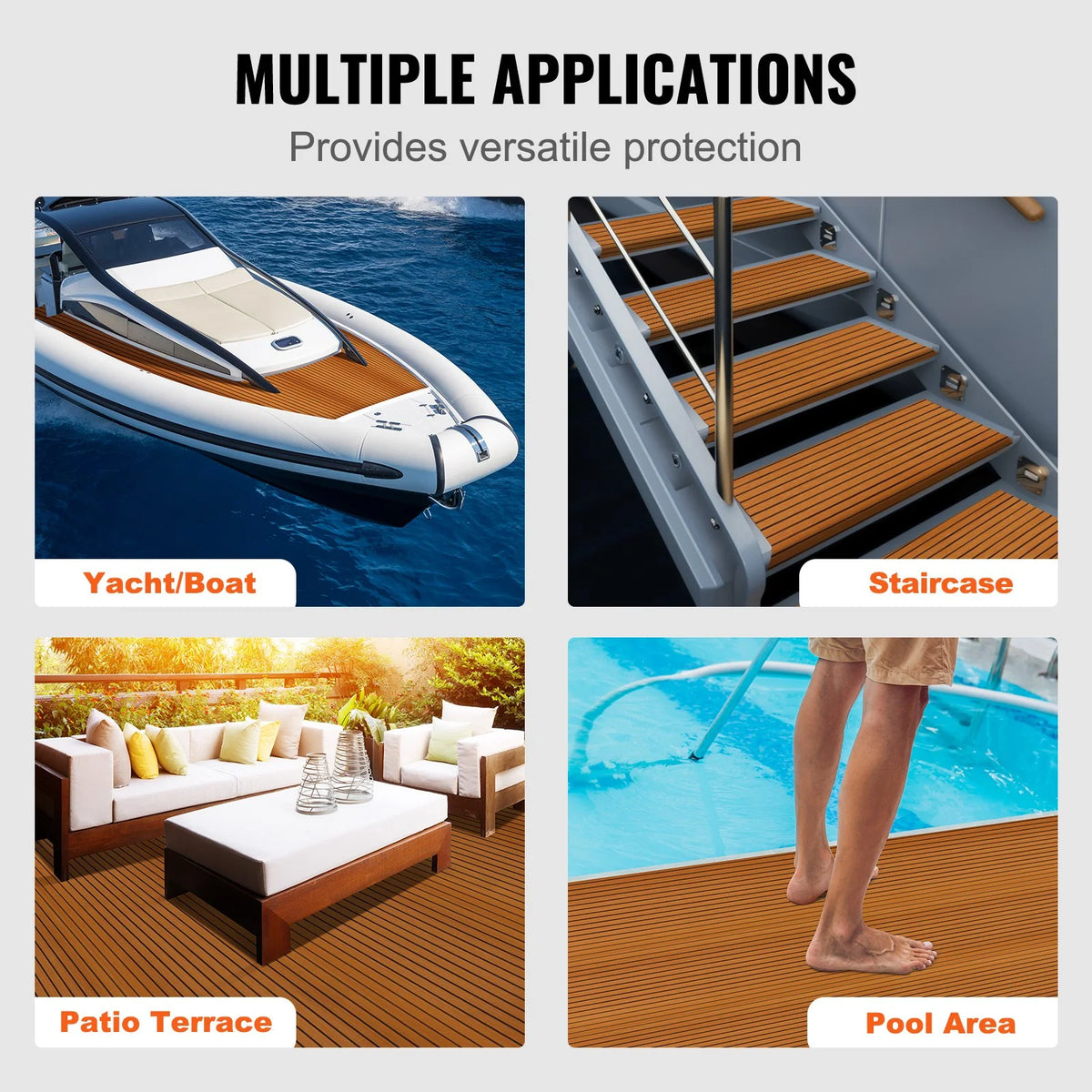 VEVOR Boat Flooring, EVA Foam Boat Decking 94.5" x 46", Non-Slip Self-Adhesive Flooring, 29.9 sq.ft Marine Carpet for Boats, Yacht, Pontoon, Kayak Decking - View 5