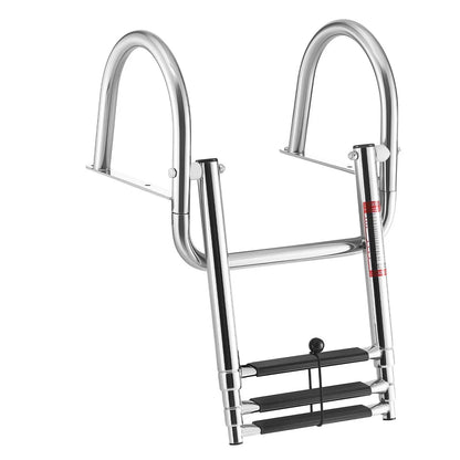 VEVOR Boat Ladder, 3 Steps, Stainless Steel Telescoping Folding Swim Deck Ladder for Rear Entry Inboard, 600 lbs Capacity with Wide Anti-Slip Steps & Handrails, for Outboards, Yacht, Pontoon Boats - View 9