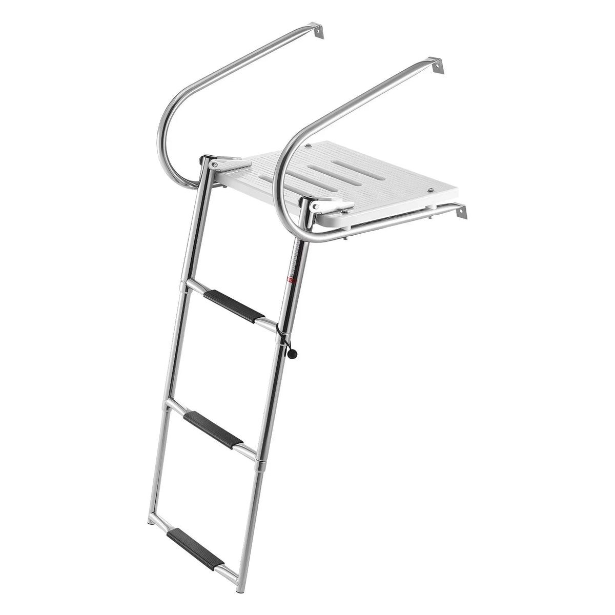 VEVOR Boat Ladder, 3 Steps, Stainless Steel Telescoping Folding Swim Deck Ladder for Rear Entry Inboard, 400 lbs Capacity with Wide Anti-Slip Steps & Handrails, for Outboards, Yacht, Pontoon Boats - View 8