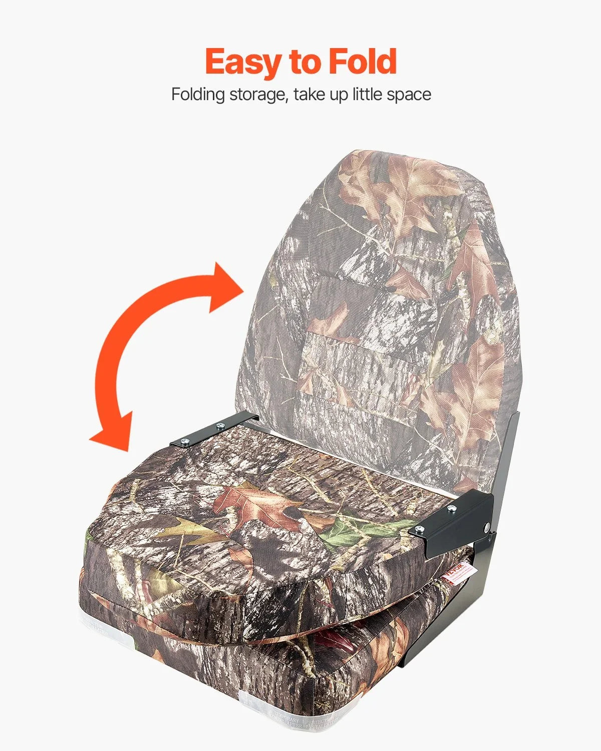 VEVOR Boat Seat High Backrest Flip Up Boat Seat Sponge Cushion Camouflage - View 4