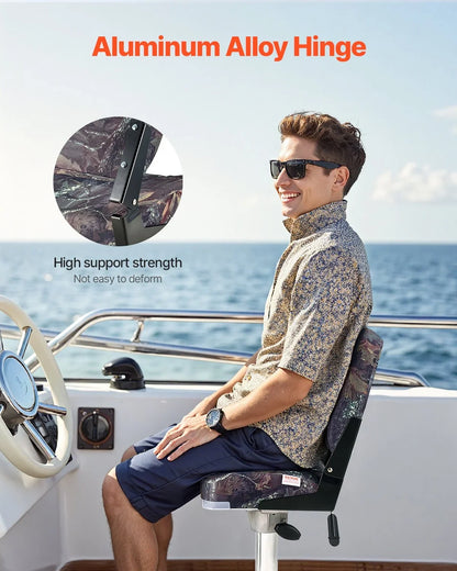 VEVOR Boat Seat Low Backrest Flip Up Boat Seat Sponge Cushion Camouflage 2pcs - View 3