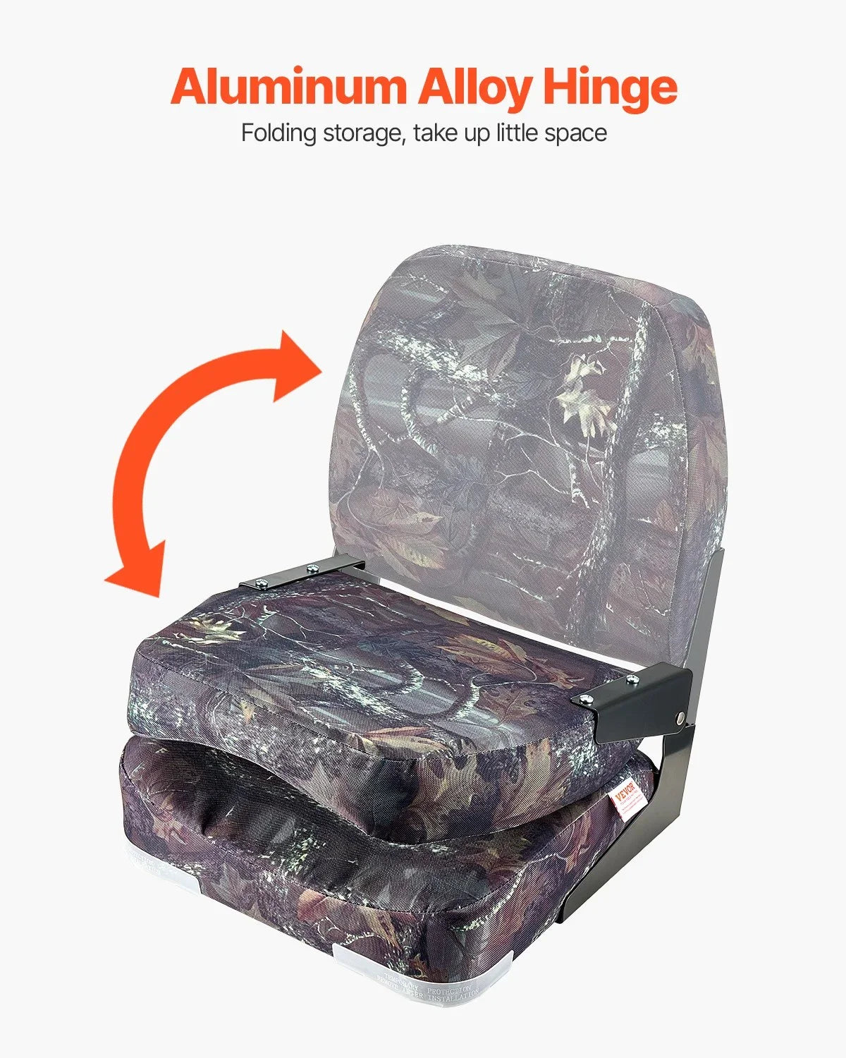 VEVOR Boat Seat Low Backrest Flip Up Boat Seat Sponge Cushion Camouflage 2pcs - View 4