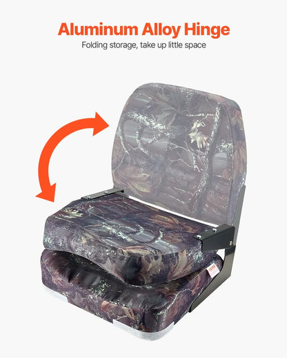 VEVOR Boat Seat Low Backrest Flip Up Boat Seat Sponge Cushion Camouflage 2pcs - View 4