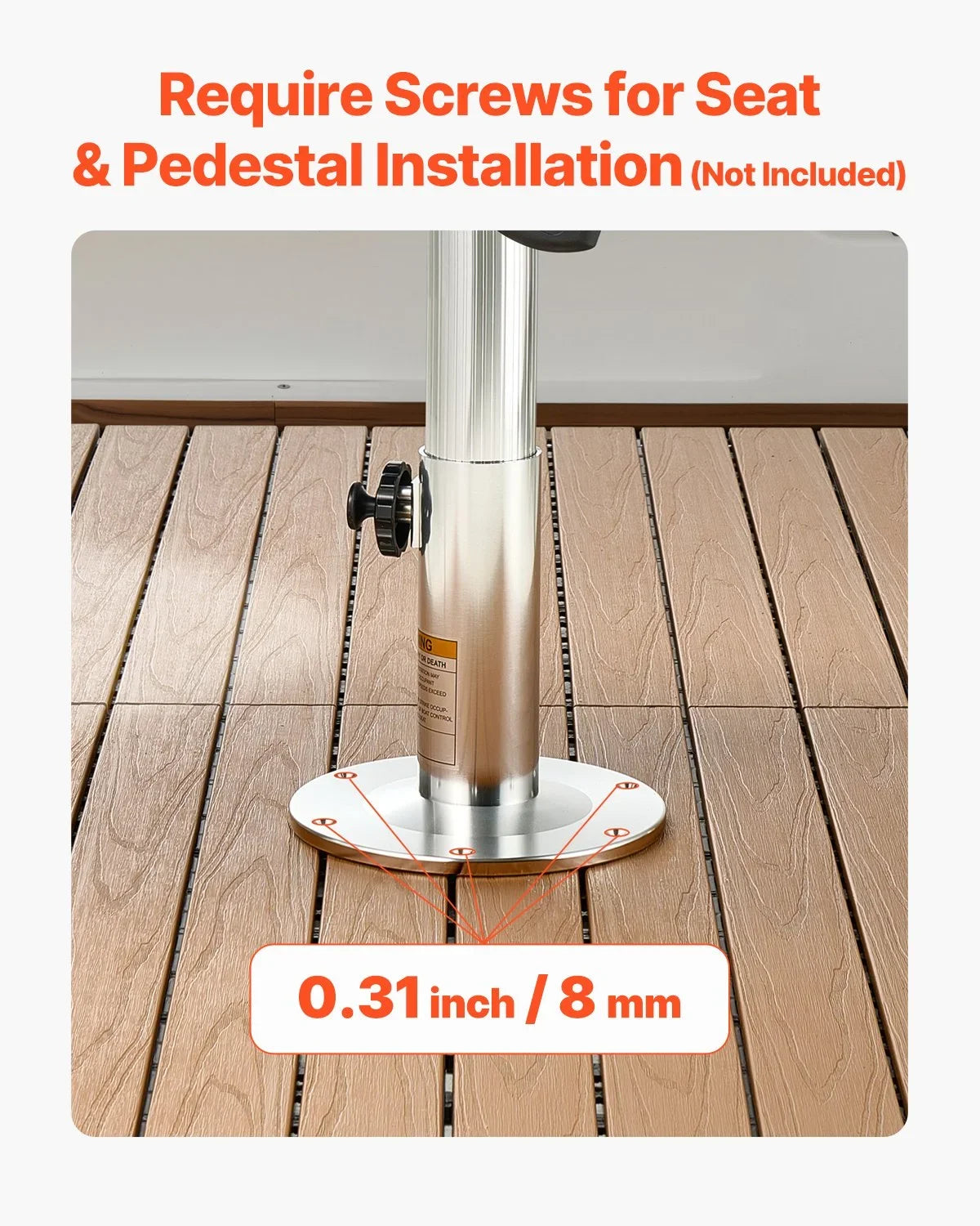VEVOR Boat Seat Pedestal, Adjustable Height from 12.76 to 18.7 Inches, Aluminum Alloy Boat Chair Base with Locking Design, Waterproof & Rust-resistant, Ideal for Fishing and Boating Enthusiasts - View 4