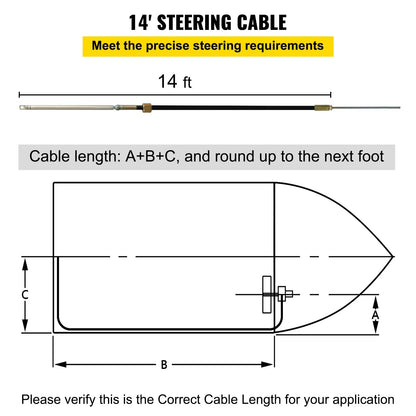 VEVOR Boat Steering System, Outboard Steering Kit with Boat Steering Control Cable 14' Steering Cable Marine Steering System 3/4" Shaft - View 2