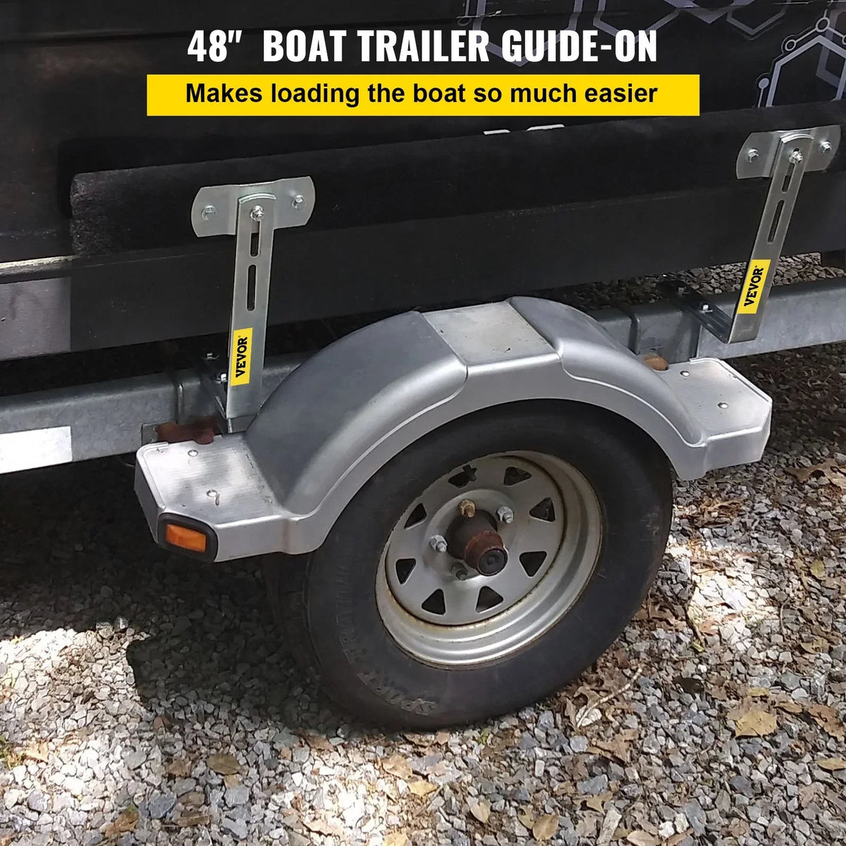 VEVOR Boat Trailer Guide-ons, 48", 2 PCS Rustproof Steel Trailer Guide ons, Trailer Guides with Carpet-Padded Boards, Mounting Parts Included, for Ski Boat, Fishing Boat or Sailboat Trailer