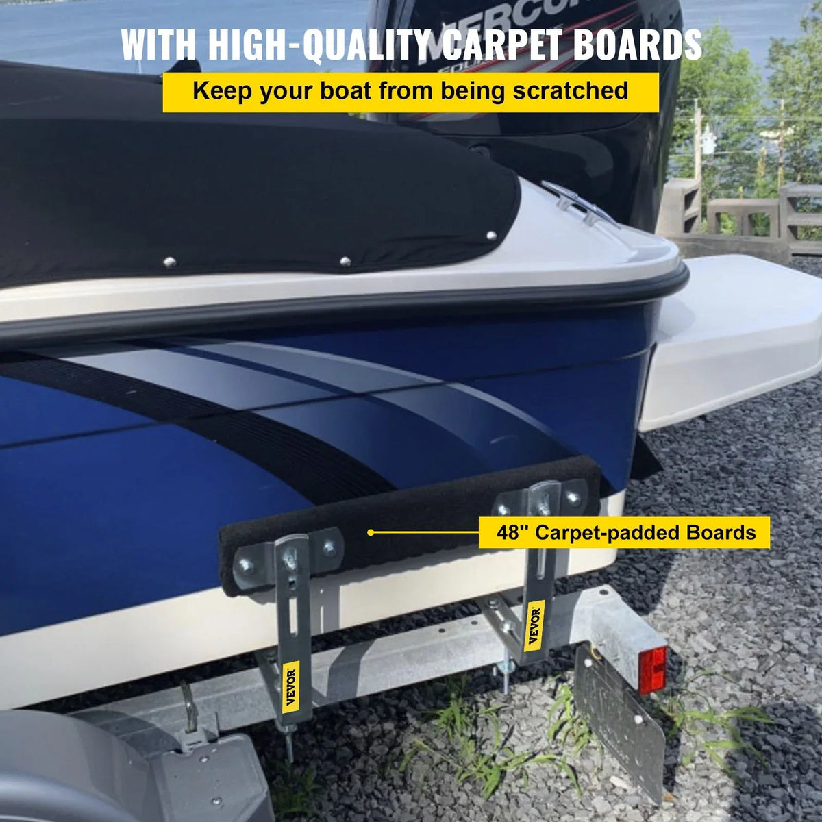 VEVOR Boat Trailer Guide-ons, 48", 2 PCS Rustproof Steel Trailer Guide ons, Trailer Guides with Carpet-Padded Boards, Mounting Parts Included, for Ski Boat, Fishing Boat or Sailboat Trailer - View 5