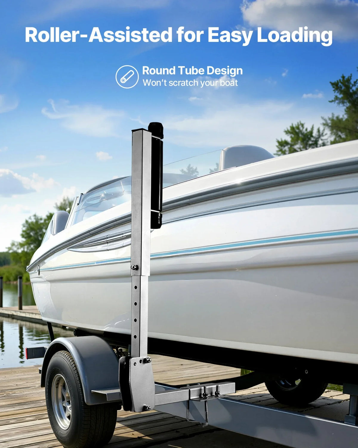 VEVOR Boat Trailer Guides, 27.6-41.3 in Height Adjustable Trailers Guide, 2PCS Thickened High-Duty Trailer Guide-Ons with Smooth Roller Guidance, for Over 16 in Larger Fishing Boats, Runabout Boats - View 3