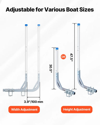 VEVOR Boat Trailer Guides, 30.5 in/47.5 in Height Guide Poles, 2PCS High-Hardness Steel Trailer Guide-Ons, Adjustable Guide Poles with PVC Pipes, for Ski Boats, Compact Fishing Boats, Small Sailboat - View 2