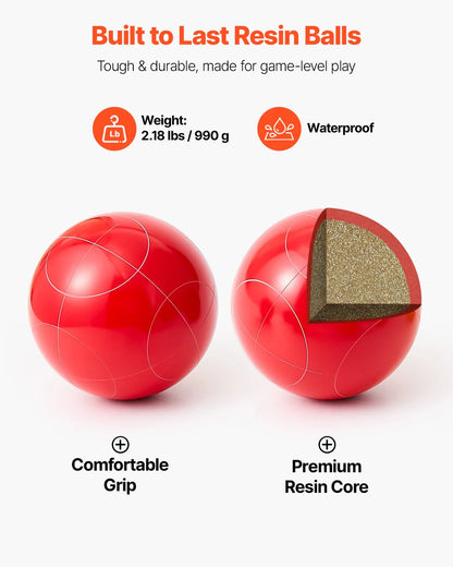 VEVOR Bocce Ball Set Bocce Ball Game Set 107 mm 8 Resin Balls 2 Colors for Beach - View 3