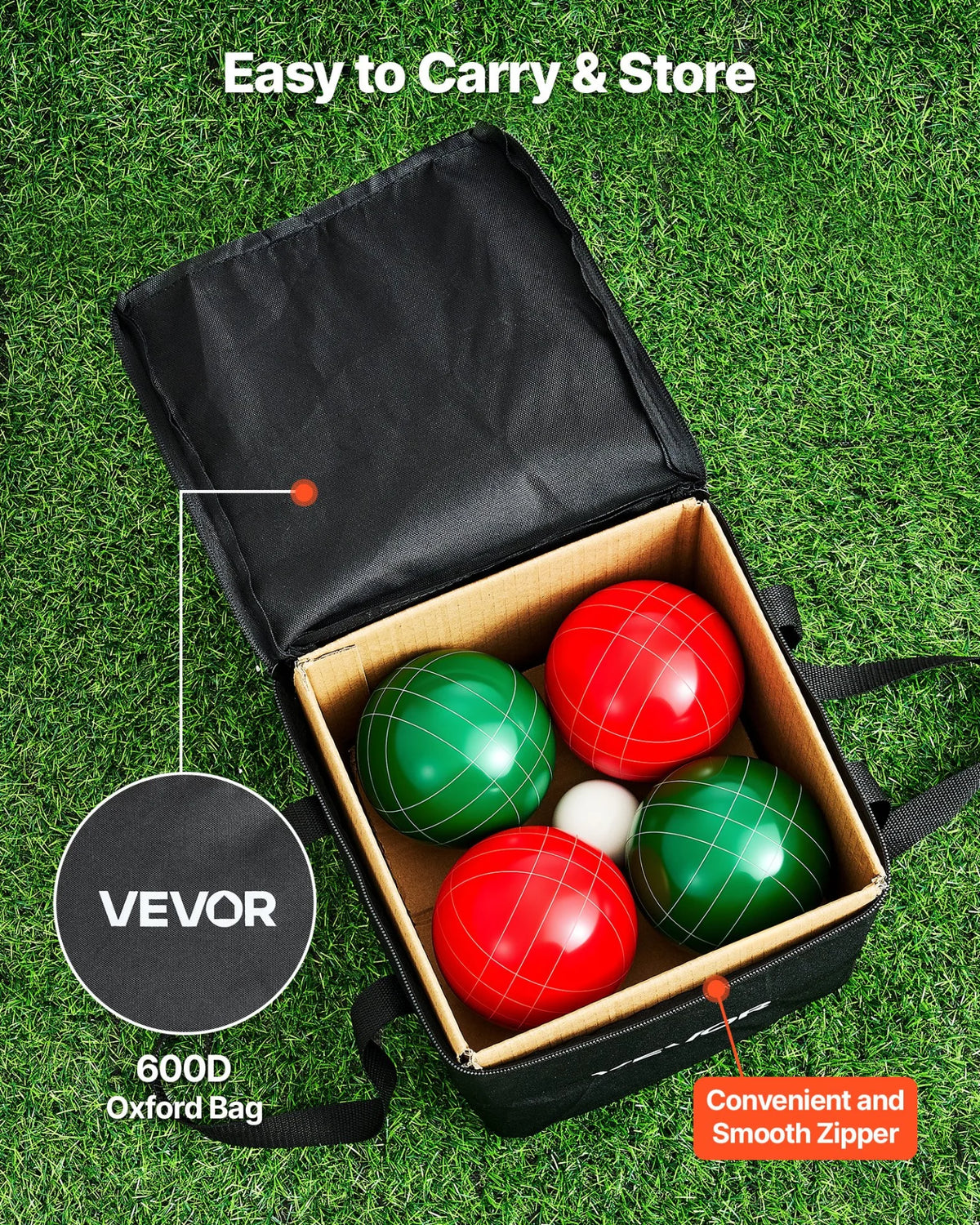 VEVOR Bocce Ball Set Bocce Ball Game Set 107 mm 8 Resin Balls 2 Colors for Beach - View 5