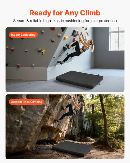 VEVOR Bouldering Crash Pad, Bi-Fold Rock Climbing Crash Pad with Adjustable Backpack Straps and Handle, Foldable Lightweight for Indoor Bouldering & Outdoor Climbing, Folded Size 35.6" x 24" x 8.3" - View 2