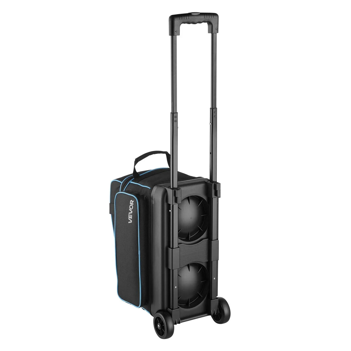 VEVOR Bowling Ball Bag, 2 Ball Double Roller Bowling Bag with Wheels, Featuring a Separate Compartment for Shoes (Up To US Size 16) & Oversized Accessory Pocket, Retractable Handle Extends to 41.32 in - View 9