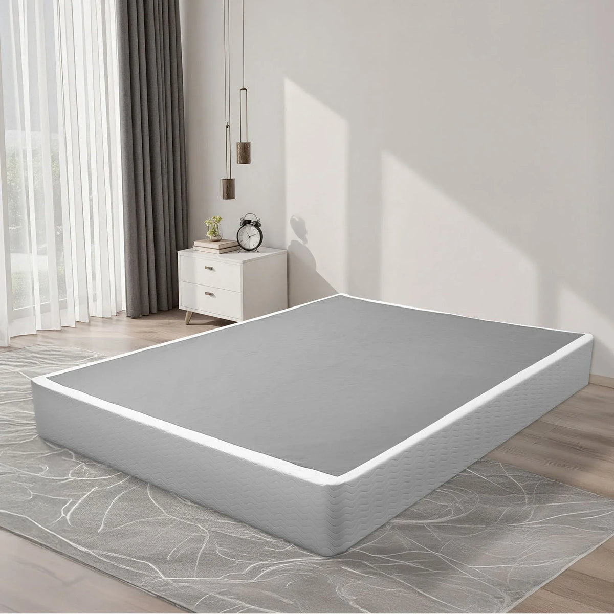 VEVOR Box Spring, Queen Size Bed Frame with Washable Fabric Cloth, Heavy Duty Metal Frame for Queen Bed, 9.1 in Mattress Foundation, 3500 lbs Max Weight Capacity, Easy Assembly, 79.1 x 59.6 x 9.1 in - View 8