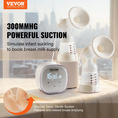VEVOR Breast Pump Double Electric Breast Pumps 4 Mode & 16 Level 300mmHg Suction - View 2