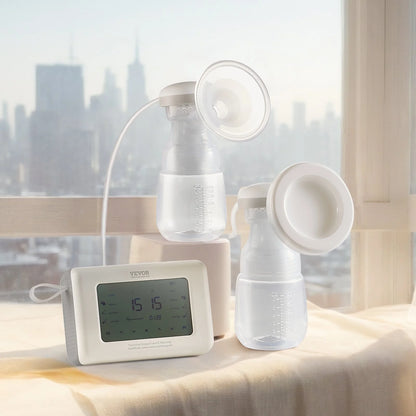 VEVOR Breast Pump, Single/Double Adjustable Electric Breast Pumps, 4 Modes & 9/15 Levels, Reciprocating Piston Pumps, 4000mAH Anti-Backflow Breastfeeding Pump with 300mmHg High Suction, 18/22mm Flange - View 8