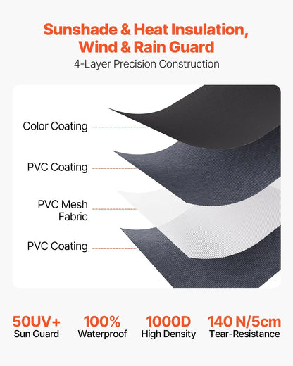 VEVOR Camper Awning Fabric Replacement, 1" to 13', Weatherproof Durable Slide Topper Awning with Bracket, Heavy Duty Slide Topper Awning with Stainless Steel Material, Fit for RV & Motorhome(Black) - View 3