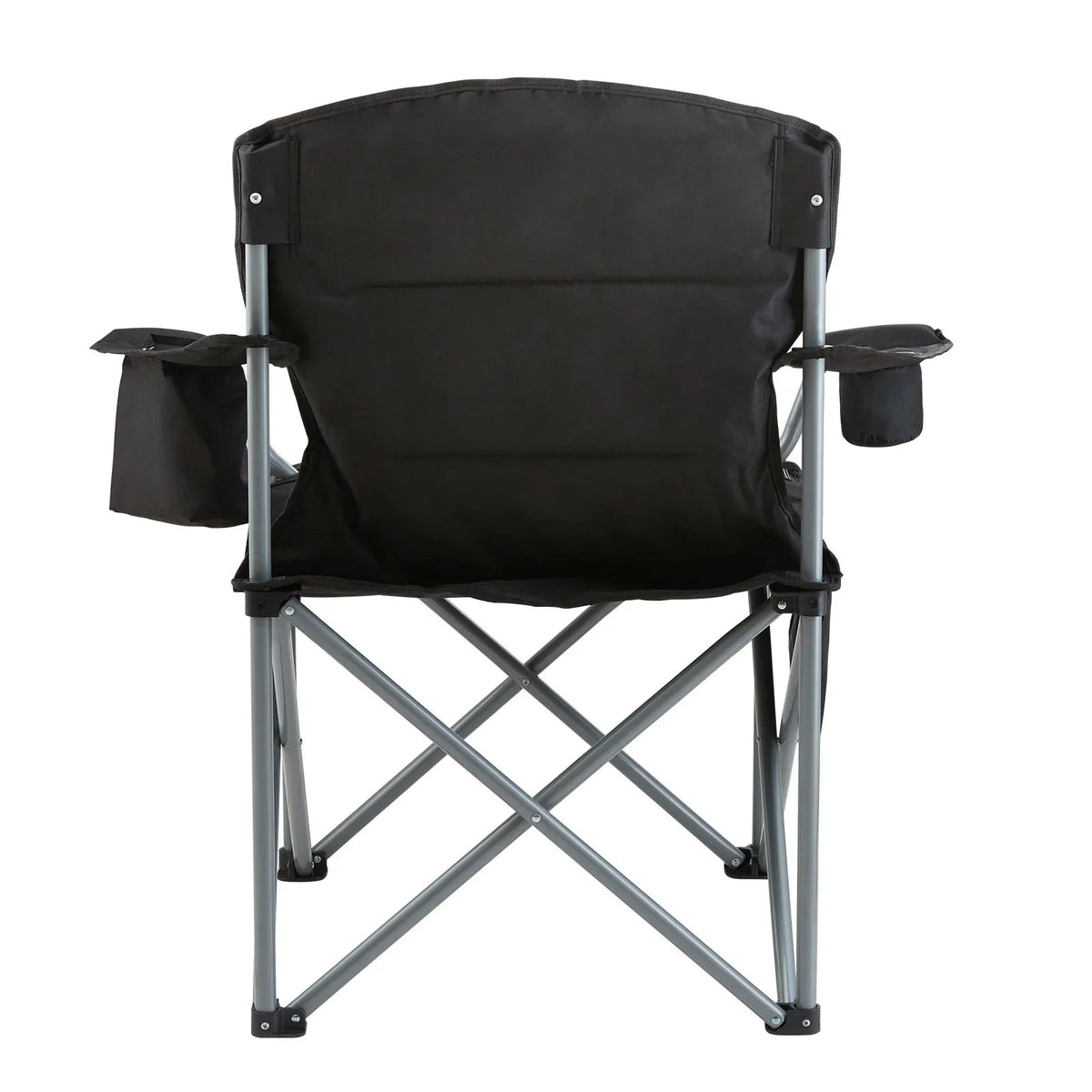VEVOR Camping Folding Chair for Adults, Portable Heavy Duty Outdoor Quad Lumbar Back Padded Arm Chairs with Side Pockets, Cup Holder and Cooler Bag for Beach, Lawn, Picnic, Fishing, Backpacking, Black - View 10