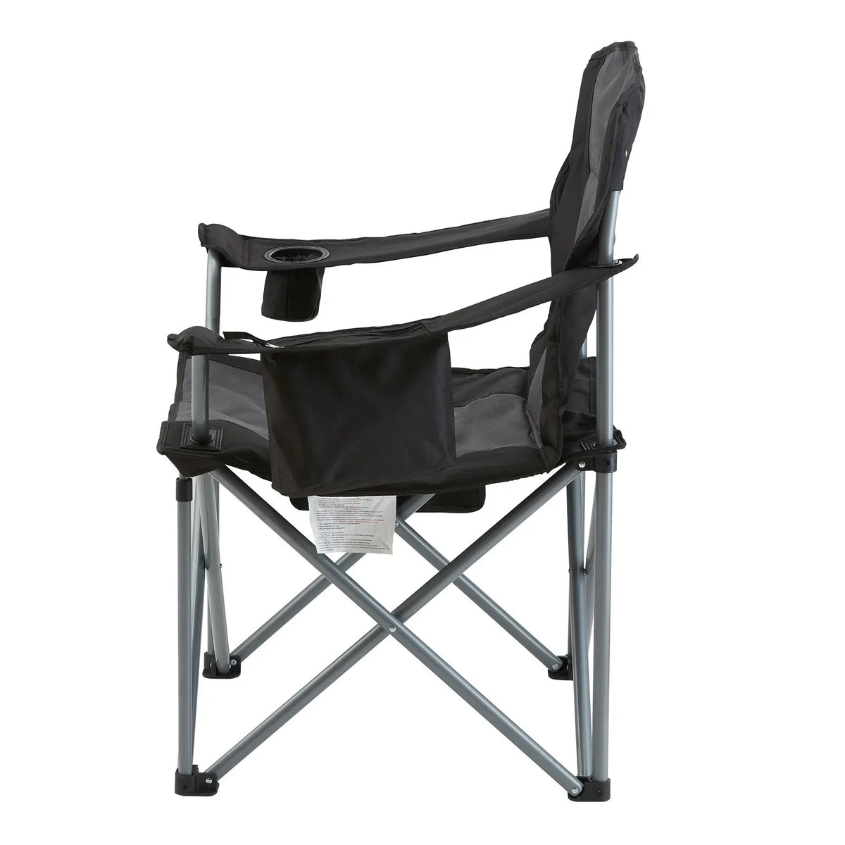 VEVOR Camping Folding Chair for Adults, Portable Heavy Duty Outdoor Quad Lumbar Back Padded Arm Chairs with Side Pockets, Cup Holder and Cooler Bag for Beach, Lawn, Picnic, Fishing, Backpacking, Black - View 9
