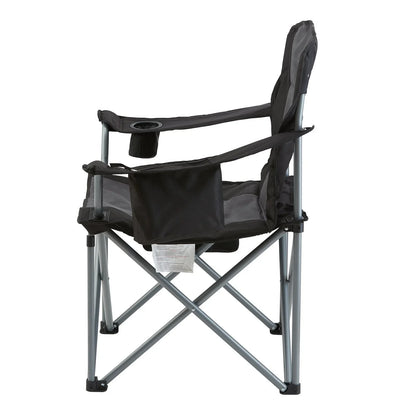VEVOR Camping Folding Chair for Adults, Portable Heavy Duty Outdoor Quad Lumbar Back Padded Arm Chairs with Side Pockets, Cup Holder and Cooler Bag for Beach, Lawn, Picnic, Fishing, Backpacking, Black - View 9