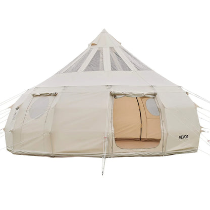 VEVOR Canvas Bell Tent, 4 Seasons 16.4 ft Yurt Tent for Camping with Stove Jack, Poly-Cotton Canvas Breathable Holds up to 12 People with Rain Cover, for Family Camping Glamping Outdoor Hunting Party - View 10