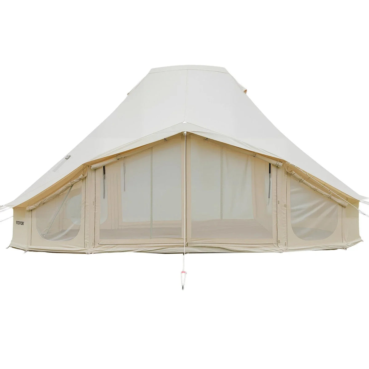VEVOR Canvas Bell Tent, 4 Seasons 19.7 x 13.12 x 10.17 ft Yurt Tent for Camping with Stove Jack, Poly-Cotton Canvas Breathable Holds up to 12 People, for Family Camping Glamping Outdoor Hunting Party - View 8