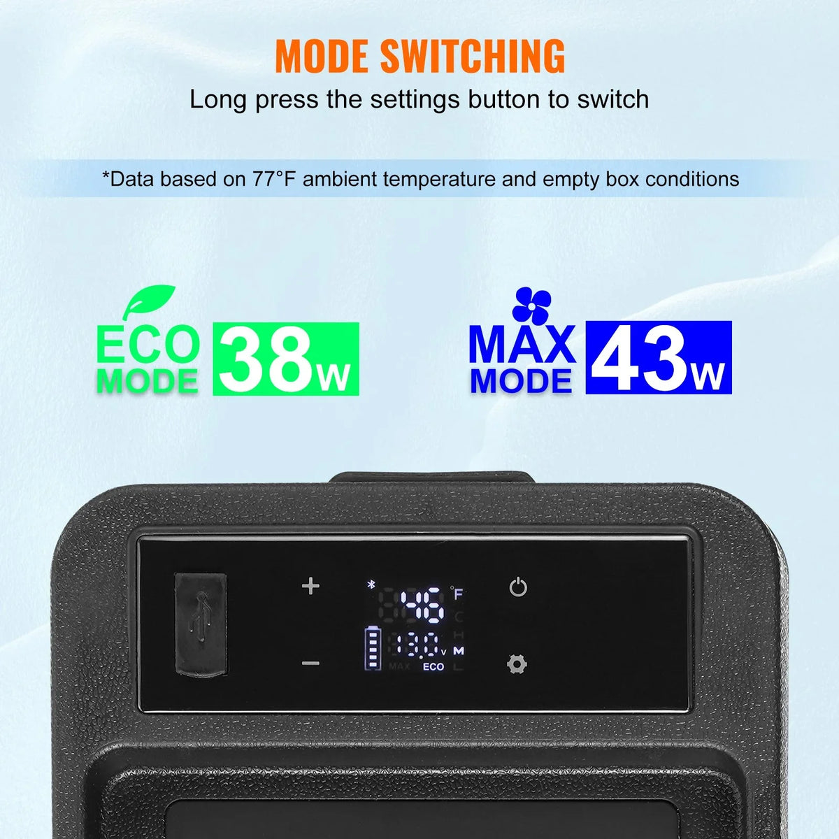 VEVOR Car Refrigerator, 12 Volt Car Armrest Refrigerator Fridge, 8 L Single Zone Portable Freezer, -4℉-68℉ Adjustable Range, 12/24V DC and 100-240V AC Compressor Cooler for Outdoor, Camping - View 4