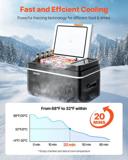 VEVOR Car Refrigerator, DC 12/24V AC100-240V Compressor Electric Cooler, -4°F to 68°F Car Fridge with APP Control, 23 QT Cars Freezer for RVs, Campsites, Boats, Camping, Fishing, 45W Portable Freezer - View 3