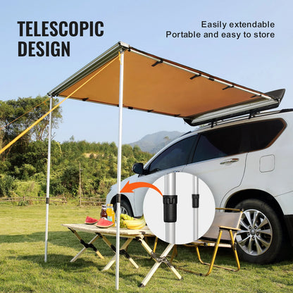 VEVOR Car Side Awning, Large 4.6'x6.6' Shade Coverage Vehicle Awning, PU3000mm UV50+ Retractable Car Awning with Waterproof Storage Bag, Suitable for Truck, SUV, Van, Campers - View 3