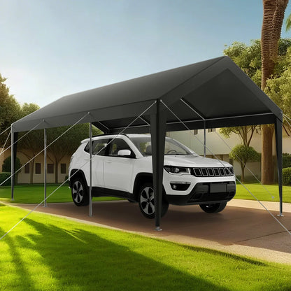 VEVOR Carport, 10 x 20 FT Outdoor Car Canopy, Potable Carport, Heavy Duty Galvanized Car Shelter, UV-Resistant & Water-Resistant, All-Season Protection, Storage Shed for Car Boat Motorcycle Grey - View 7