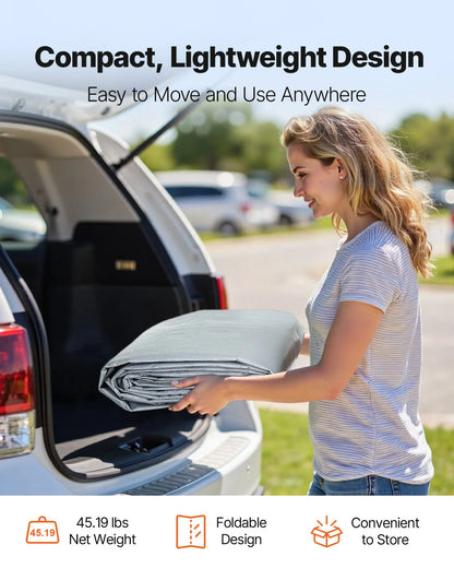 VEVOR Carport Replacement Canopy, 20 x 20 ft Potable Garage Tent Top Tarp with Sidewalls, UV-Resistant & Waterproof, Heavy Duty Car Shelter Tarp with Ball Buggees, Grey, Frame Not Included - View 6