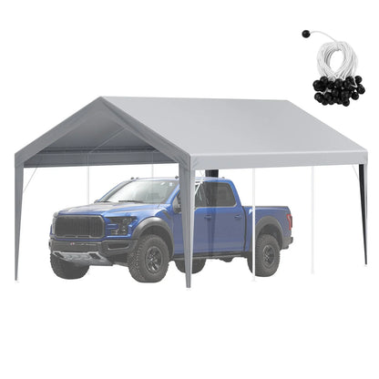 VEVOR Carport Replacement Canopy Cover 10 x 20 ft, Garage Top Tent Shelter Tarp Heavy-Duty Waterproof & UV Protected, Easy Installation with Ball Bungees,Grey (Only Top Cover, Frame Not Include) - View 8