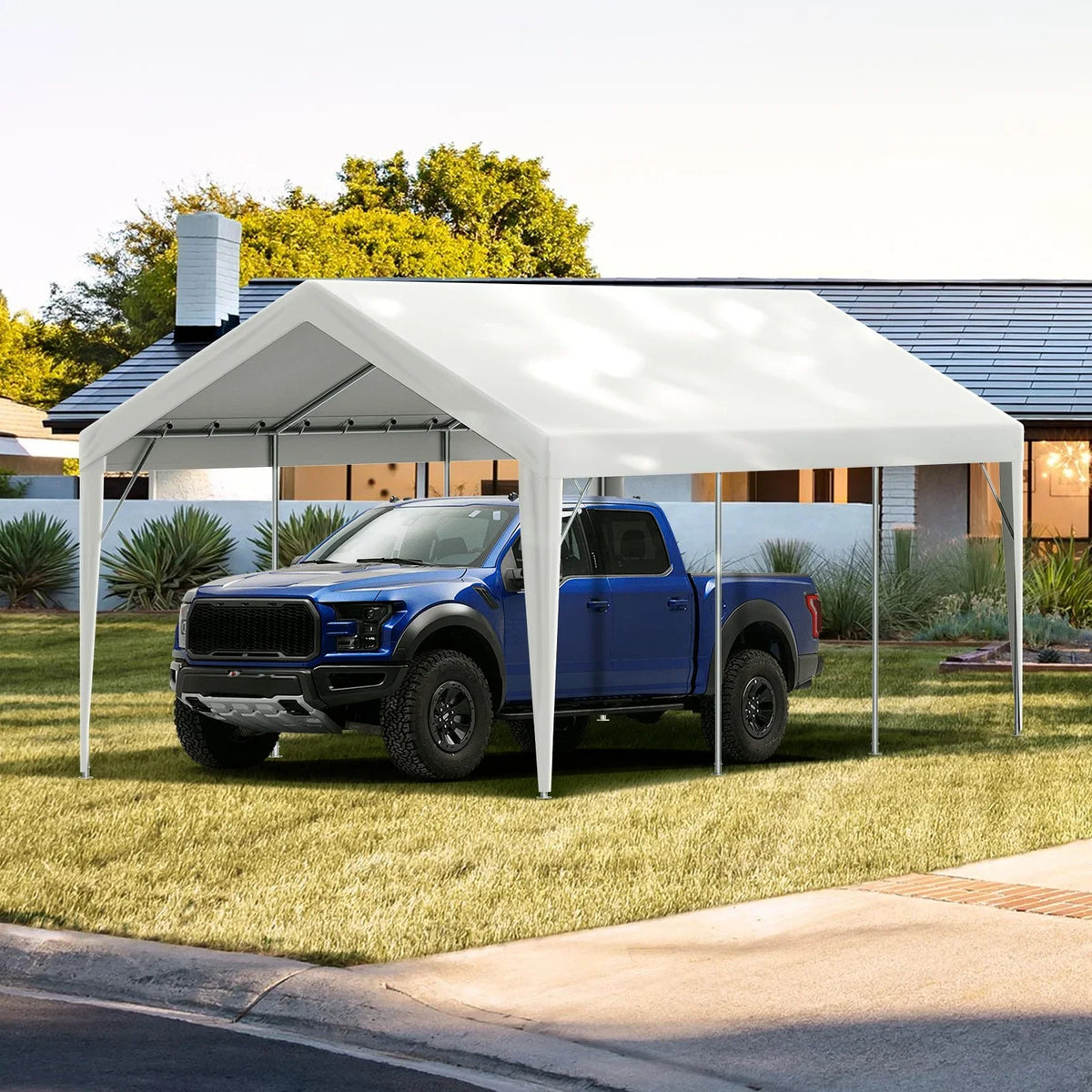 VEVOR Carport Replacement Canopy Cover 10 x 20 ft, Garage Top Tent Shelter Tarp Heavy-Duty Waterproof & UV Protected, Easy Installation with Ball Bungees,White (Only Top Cover, Frame Not Include) - View 7