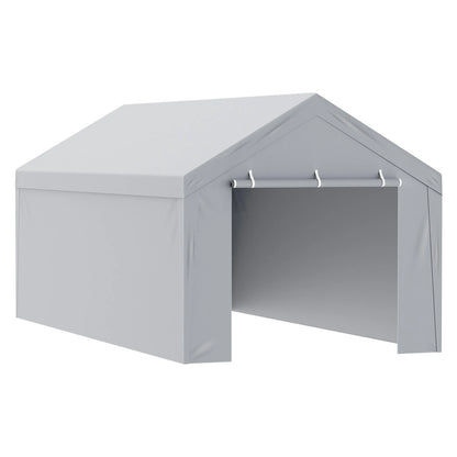 VEVOR Carport Replacement Canopy Cover Top + Side Wall 10 x 20 ft, Garage Tent Shelter Tarp Heavy-Duty Waterproof & UV Protected, Easy Installation with Ball Bungees,Grey (Frame Not Included) - View 9