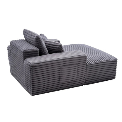 VEVOR Chaise Lounge Chair, 48 in Boneless Chaise Lounge Indoor, Modern Upholstered Oversized Reading Chair with Throw Pillows & Armrests, Sofa Couch Deep Seat Sleeper for Living Room, Bedroom, Balcony - View 9