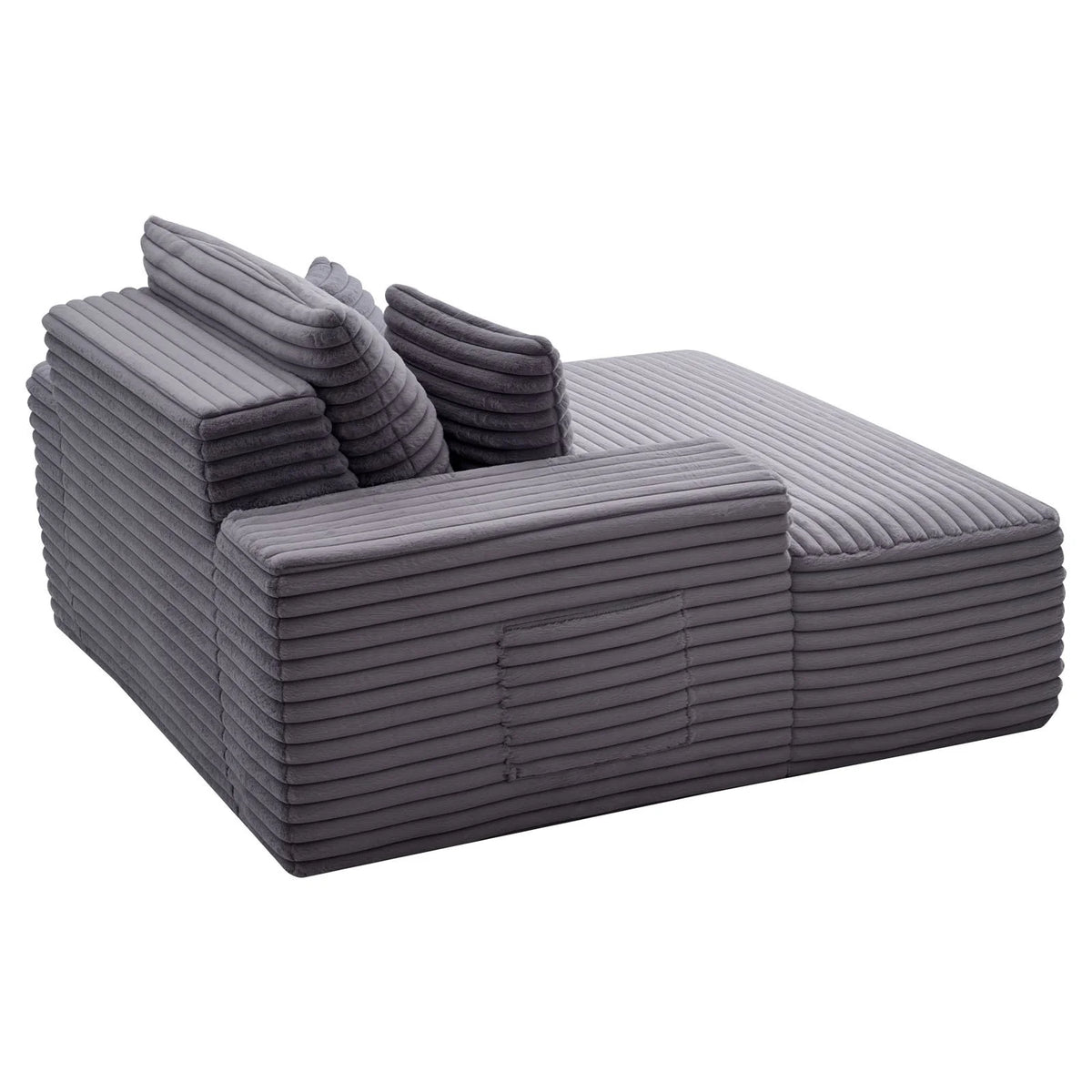 VEVOR Chaise Lounge Chair, 54 in Boneless Chaise Lounge Indoor, Modern Upholstered Oversized Reading Chair with Throw Pillows & Armrests, Sofa Couch Deep Seat Sleeper for Living Room, Bedroom, Grey - View 9