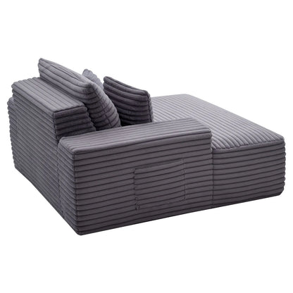 VEVOR Chaise Lounge Chair, 54 in Boneless Chaise Lounge Indoor, Modern Upholstered Oversized Reading Chair with Throw Pillows & Armrests, Sofa Couch Deep Seat Sleeper for Living Room, Bedroom, Grey - View 9