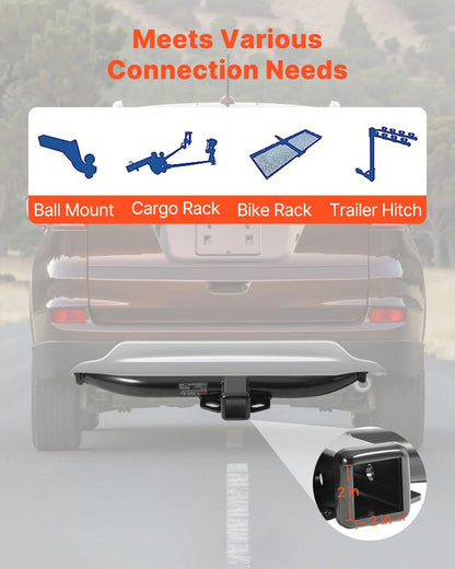 VEVOR Class 3 Trailer Hitch, 2-Inch Receiver, 6000 lbs, Q345B Steel Tube Frame, Compatible with 2012-2016 Honda CR-V, Multi-Fit Hitch to Receive Ball Mount, Cargo Carrier, Bike Rack, Tow Hook, Black - View 5
