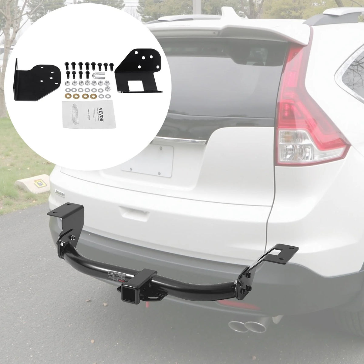 VEVOR Class 3 Trailer Hitch, 2-Inch Receiver, 6000 lbs, Q345B Steel Tube Frame, Compatible with 2012-2016 Honda CR-V, Multi-Fit Hitch to Receive Ball Mount, Cargo Carrier, Bike Rack, Tow Hook, Black - View 7