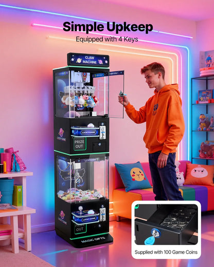 VEVOR Claw Crane Machine, Medium-Sized Arcade Game Machine with Claw + Grabber Double-Layer, Light & Sound, Toy Candy Grabber Prize Dispenser Vending Toy, for Commercial Home Cinema, Black Purple - View 6