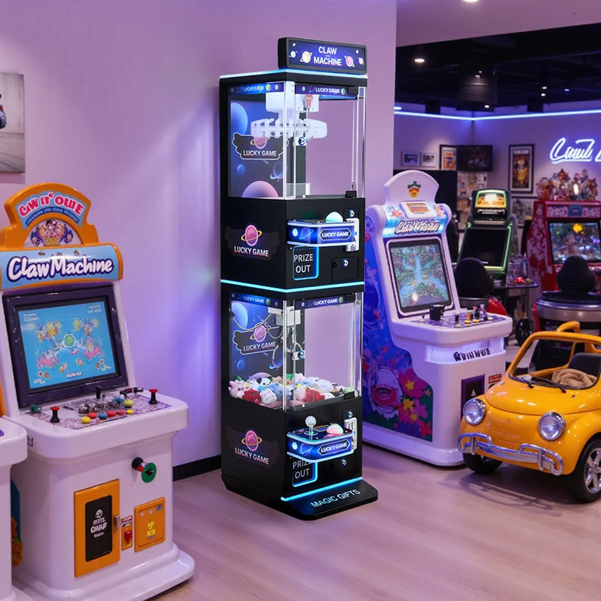 VEVOR Claw Crane Machine, Medium-Sized Arcade Game Machine with Claw + Grabber Double-Layer, Light & Sound, Toy Candy Grabber Prize Dispenser Vending Toy, for Commercial Home Cinema, Black Purple - View 8