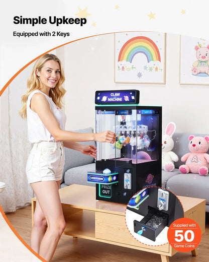 VEVOR Claw Crane Machine, Medium-Sized Arcade Game Machine with Light & Sound, Adjustable Difficulty, Precise Toy Candy Grabber Prize Dispenser Vending Toy, for Commercial Home Cinema, Black Purple - View 6